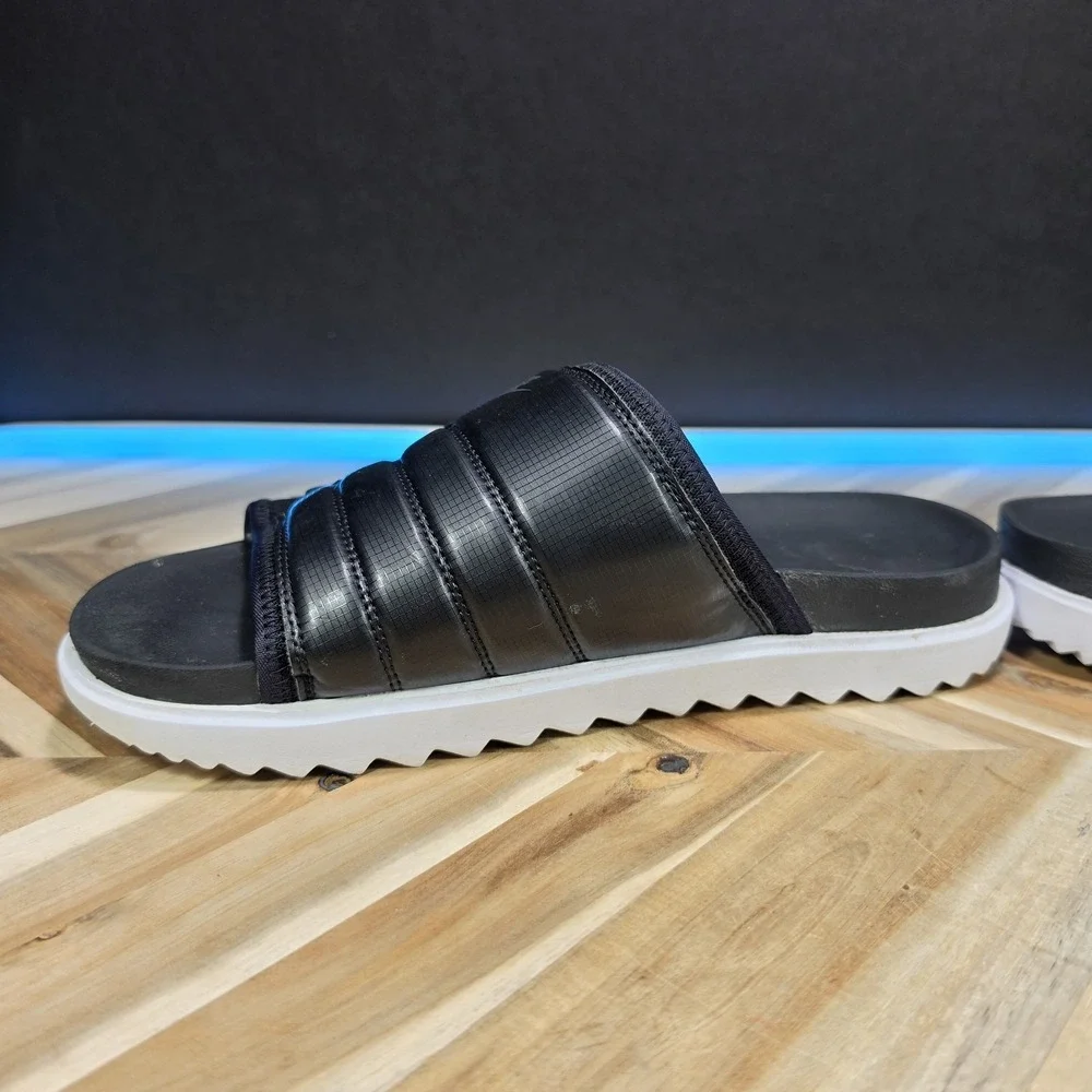 Nike Men's Asuna Slide Sandals Size 10 CW9703-002 Black/White Adjustable Shoes